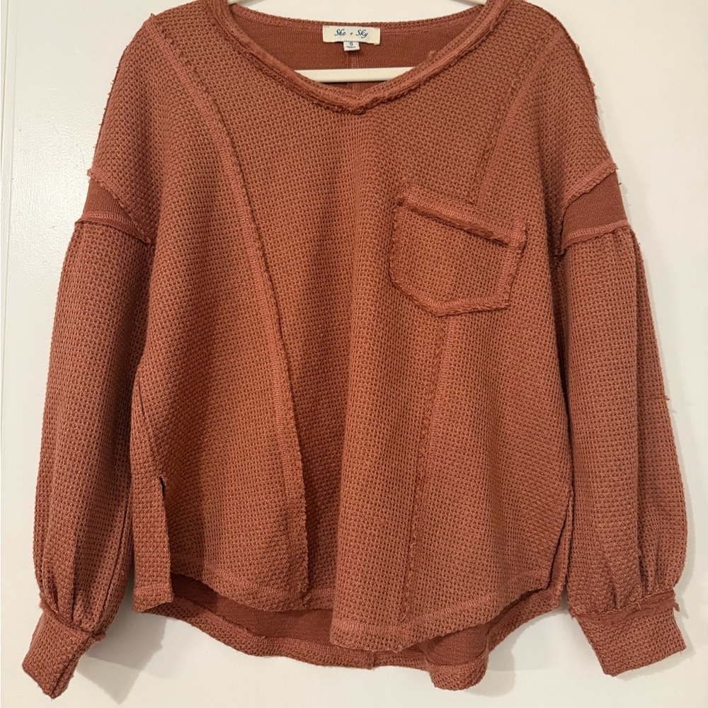 She + Sky Terracotta Crew Neck Sweater